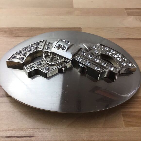 Vintage Cowboy Guns Belt Buckle Incrusted crystal gangster southwestern country - Picture 3 of 10